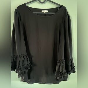Max Studio Black Ruffle Sleeve Blouse